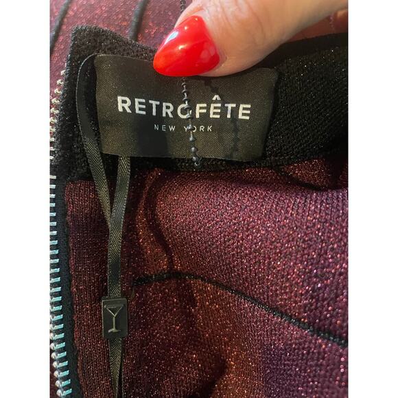 NWT Retrofete Gwyneth bodycon high neck midi dress metallic port small - Picture 15 of 16